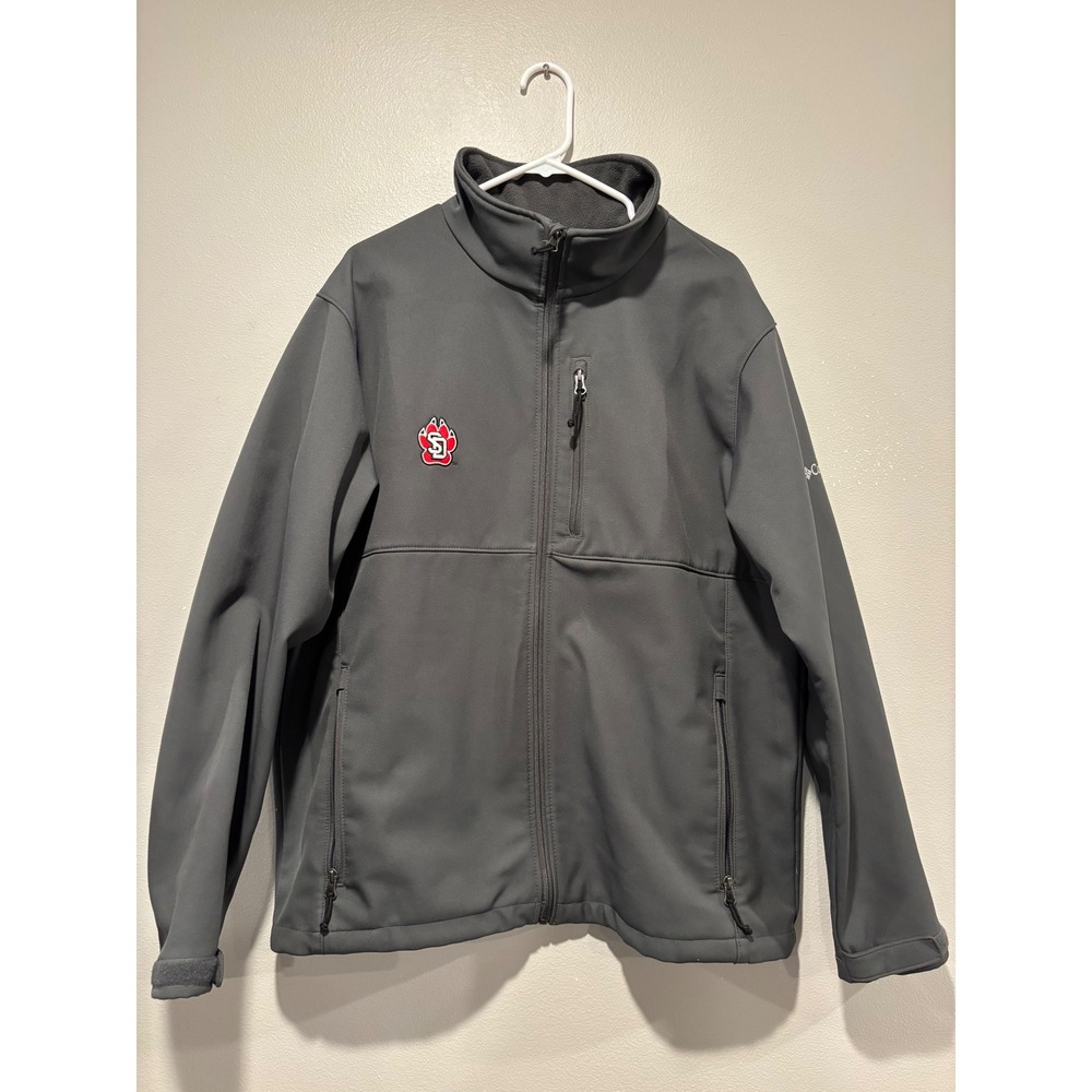 Columbia Mens Gray Softshell Fleece Lined Full Zip Jacket XL USD Logo